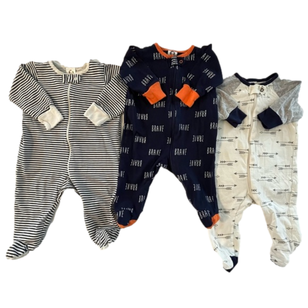 Gerber Baby Arrows and Stripes Footie Zipper Sleeper Bundle size 0-3 month